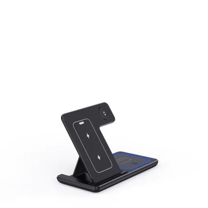 Trio Wireless Charging Stand in Black, clean product-only studio shot