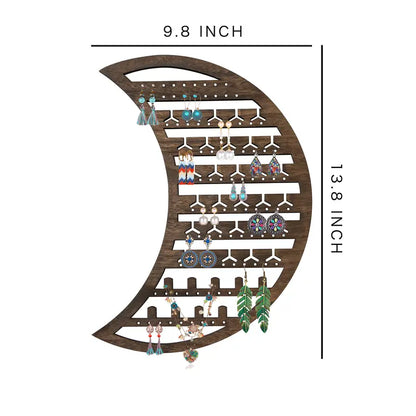 Luna Wall-Mounted Jewelry Organizer in Brown finish, close-up detail