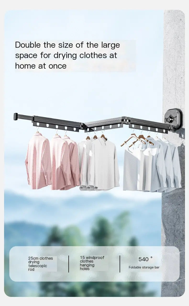 Fold-Away Drying Rack fully extended with a full load of laundry hanging