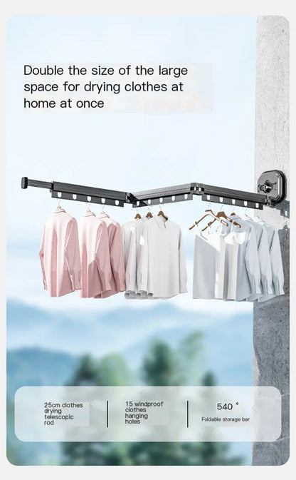 Fold-Away Drying Rack fully extended with a full load of laundry hanging