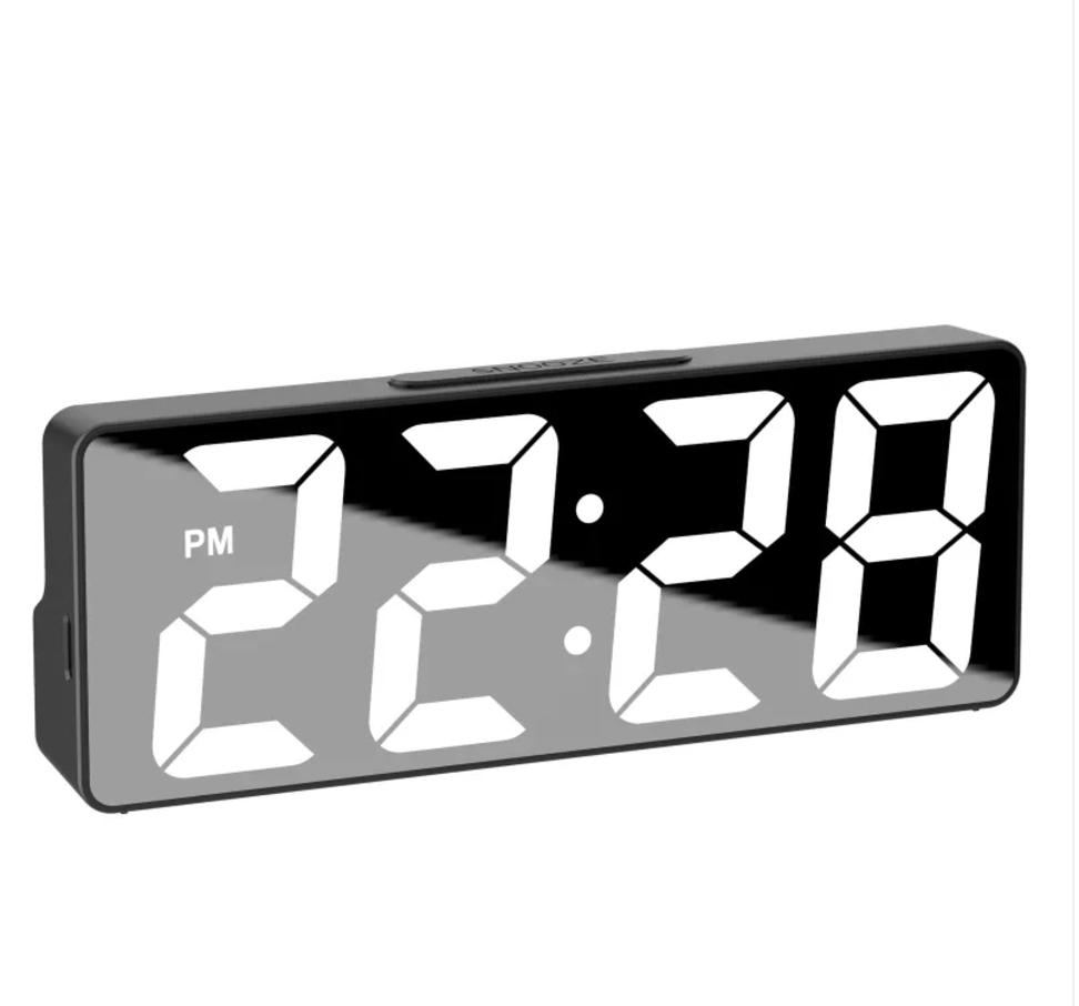 Lucent Mirror Alarm Clock, mirrored face close-up showing slim 8.6mm profile