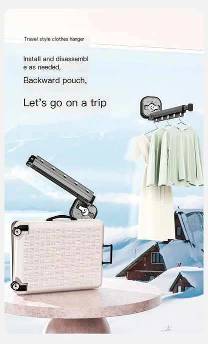 Fold-Away Drying Rack, travel and hotel use case, clothes hanging
